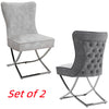 Set of 2 Modern Velvet Dining Chair with Chrome Cross Legs Dressing Room Chair