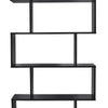 Black Bookcase 6 Tier S Shape Free Standing Storage Unit Bookshelf Shelves