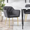 1/2/4/6pcs Grey Velvet Dining Chairs Metal Legs Office Room Reception Restaurant