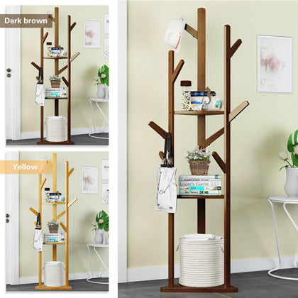 Coat Stand Coat Hat Jacket Umbrella Floor Standing Rack Clothes Hanger & 8 Hooks