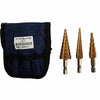 UK 3PCS Large HSS Steel Step Cone Drill Bit Set Titanium Hole Cutter +BLUE POUCH