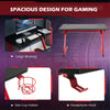 Spacious Gaming Desk Home Racing w/ Steel Frame Cup Headphone Holder Hook Red PC