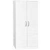 2 Door Wardrobe High Gloss Hanging Shelf Solid Wood Bedroom Storage White