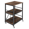 3 Tier Shelf Trolley Industrial Rolling Bookshelf Bookcase Storage Shelving Unit