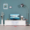 White TV Unit Cabinet Stand with LED Lights & High Gloss Doors 160cm Modern