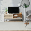 Lena Rattan TV Unit For Lounge Table Display Television Sliding Door Sideboard