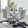 Clear Glass Dining Table and 4 Chairs Set PU Leather Cross Leg Kitchen Furniture