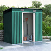 8x4FT Outdoor Storage Garden Shed Sliding Door Galvanised Metal Green Tool House