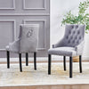 Set of 2 Fabric Dining Chairs Armchair with Knocker Padded Seat Dining Room Grey