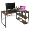 Retro L-shaped Computer Desk Corner PC Table Workstation w/ Shelves Home Office