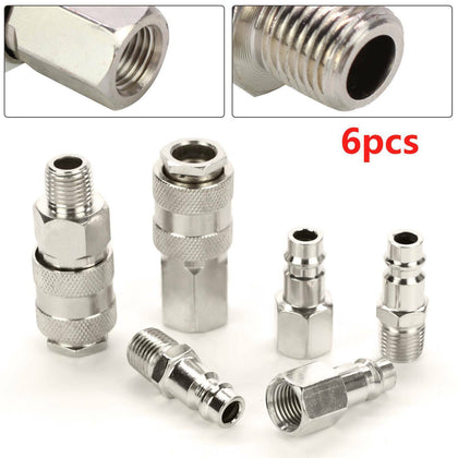6PCS Air Line Compressor Connector Tool EURO Fittings Quicks Release Coupling UK