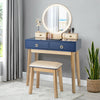 Modern Makeup Table Set Vanity Dressing Table W/ Stool LED Mirror & 4 Drawers
