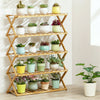 4/5-Tier Foldable Bamboo Plant Stand Free Standing Shoe Shelf Storage Organizer
