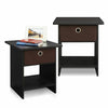 Furinno Dario End Table/ Night Stand Storage Shelf with Bin Drawer, Set of 2