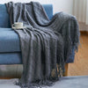 100% Acrylic Knit Throw Blanket Warm Decor Blanket with Tassels for Couch Bed
