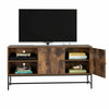 Industrial TV Stand Rustic Solid Wood Vintage Storage Unit Metal Media Cabinet