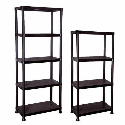 4/5 TIER PLASTIC SHELVING UNIT STORAGE RACKING SHELVES GARAGE WAREHOUSE SHED