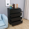 Modern Black Bedside Table Cabinet w/4 Drawers Nightstand Storage Furniture