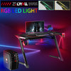 Gaming Table LED Black Computer Racing Desk RGB with Cup Holder Headphone Hook