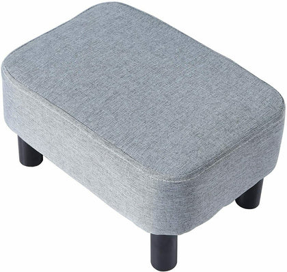 Rectangular Stool Linen Fabric Footstool Foot Rest Stool Pouffe Ottoman Seating