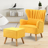 Faux Wool Sofa Tub Chair Armchair with Stool Living Room Office Reception Seat