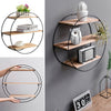 Round Wall Mounted Shelf Metal Wire Wooden Storage Display Floating Shelf Rack