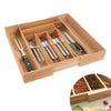 Bamboo Extending Cutlery Tray Drawer 6-8 Adjustable & Durable Compartments