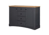 Carden Sideboard 2 Doors 4 Drawers Storage Cabinet Cupboard Dark Grey and Oak