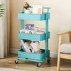 3 Tier Kitchen Storage Trolley Cart Rack Tray Shelf Rolling Wheel W/ Handle UK