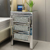 Mirrored Glass Bedside Table Nightstand Storage Cabinet Chest of 2/3 Drawers UK