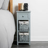 Shabby Chic Bedside Unit Tables Drawers Cabinet + Wicker Storage Wooden Bedroom