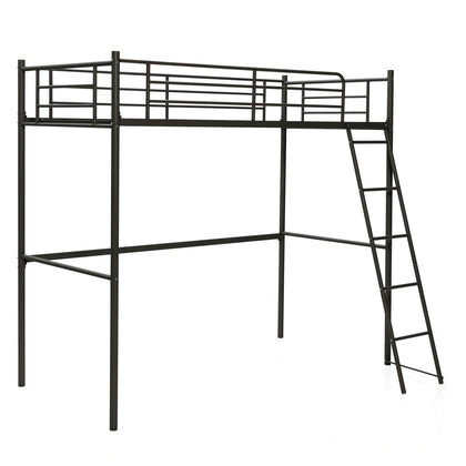 3.5FT Single Metal Loft Bed Frame High Sleeper Bunk Bed Study Desk Cabin Bed
