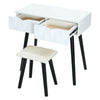 White Dressing Table with LED Mirror Vanity Stool 2 Drawers Storage Makeup Desk