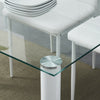 Modern Clear Glass Dining Table and 4 Padded Chairs Set in White Home Furniture