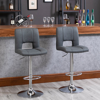 HOMCOM Swivel Linen Fabric Bar stool Armless Adjustable Height, Set of 2