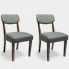 Set of 2 Nelson Dining Chairs Grey Linen-Look Seat Walnut Legs SR