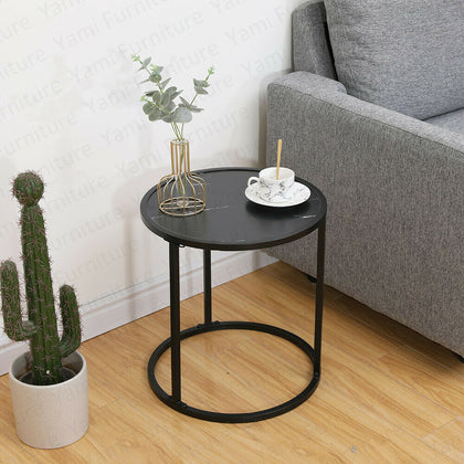 Yami Small Round Coffee Tea Table Sofaside Bedside Table Balck Metal Frame New