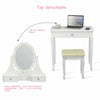 Dressing Table Set Wooden Vanity Desk Mirror Makeup Cosmetic Organizer LED Light