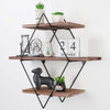 Rustic Wood Geometric Style Wall Floating Shelves for Bedroom Bathroom Kitchen