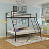 Black Solid Metal Triple Sleeper Bed Bunk Bed Frame Double & Single Kids