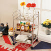 Kitchen Service Cart Trolley 3-Tier Rolling Utility Stainless Steel Frame Silver