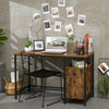 HOOBRO Study Writing Table Computer Desk with Drawer and Storage Cabinet Vintage