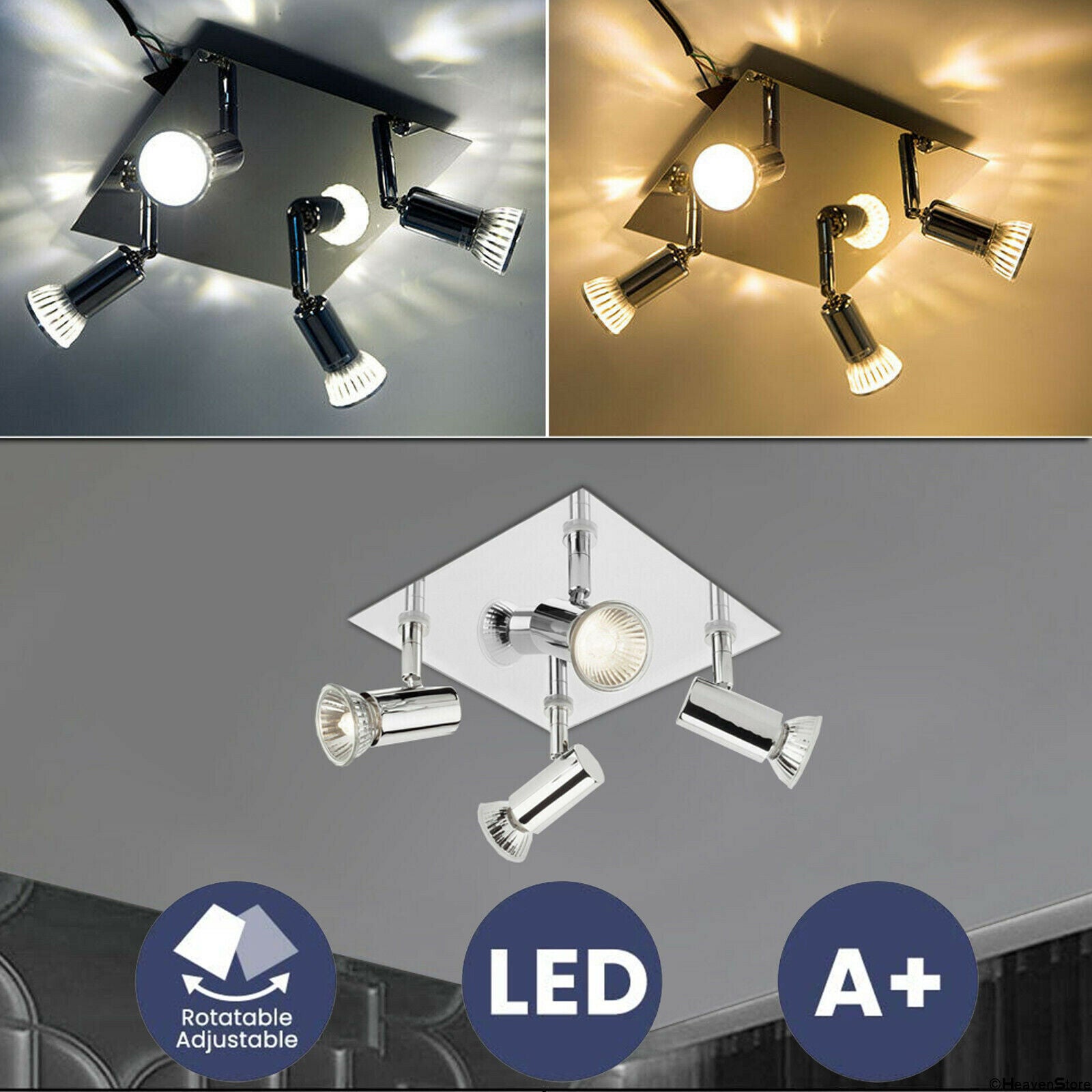 LED Ceiling Spotlight 4 Bulbs White Swivelling GU10 Spotlight Wall Spotlight Ceiling Light Rotatable Spotlight Lamp Ceiling Spotlights For Kitchen Bedroom Living Room Bulb Not Included G 601099529520411