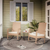 Mondeer Rattan Rocking Chair Garden Chair Set Recliner with Removable Cushion
