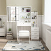 Modern Dressing Table Stool Set Makeup Desk w/4 Drawer & Sliding Mirror White