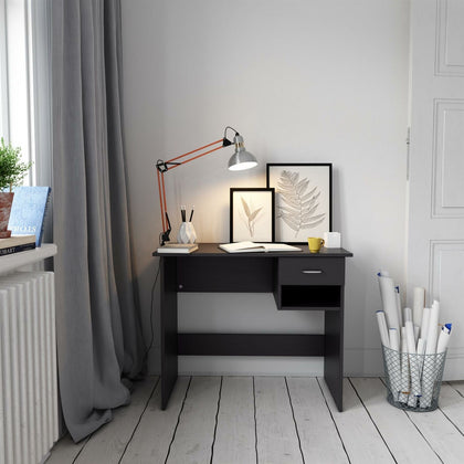Black Desk & Table with Drawer & Shelf for Home Office - Piranha Furniture Pilot