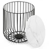 Retro Metal Wire Round Wood Storage Coffee Side Table Basket Home Furniture