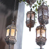 Moroccan Hanging Candle Lantern Retro Hollow Metal Glass Candle Holder Home Deco