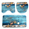 3Pcs Bathroom Blue Starfish Bathroom Non-Slip Pedestal Rug + Lid Toil
