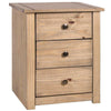 Bedside Chest 3 Drawer Solid Waxed Pine Rustic Bedroom Storage Unit